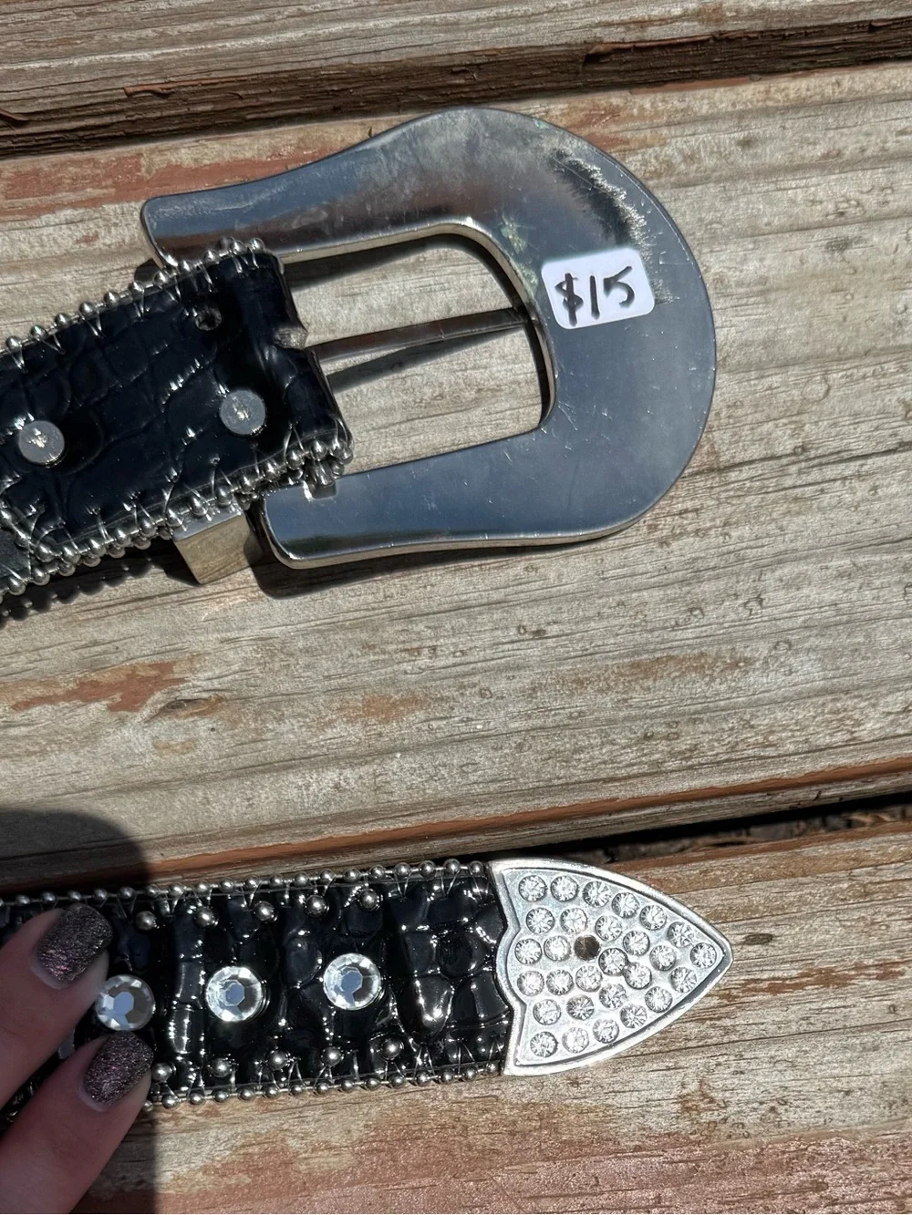 Blazin Roxx Black Rhinestone Western Buckle Belt